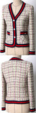 Contrast-Trim Tweed Jacket