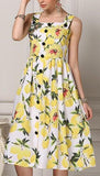 Lemon Print Embellished Poplin Dress - DESIGNER INSPIRED FASHIONS