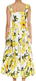 Lemon Print Embellished Poplin Dress - DESIGNER INSPIRED FASHIONS