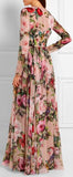 Long Floral Print Embellished Dress - DESIGNER INSPIRED FASHIONS