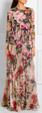 Long Floral Print Embellished Dress - DESIGNER INSPIRED FASHIONS
