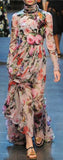 Long Floral Print Embellished Dress - DESIGNER INSPIRED FASHIONS