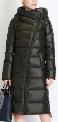 Hooded Thick Puffer Down Coat in Dark Army Green - DESIGNER INSPIRED FASHIONS