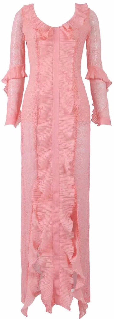 Pink Ruffle Mesh Gown