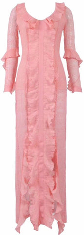 Pink Ruffle Mesh Gown