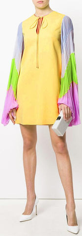 Rainbow Pleated Sleeve Dress