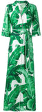 Banana Leaf Print Long Robe Dress - DESIGNER INSPIRED FASHIONS