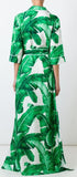 Banana Leaf Print Long Robe Dress - DESIGNER INSPIRED FASHIONS
