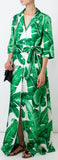 Banana Leaf Print Long Robe Dress - DESIGNER INSPIRED FASHIONS