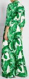 Banana Leaf Print Long Robe Dress - DESIGNER INSPIRED FASHIONS