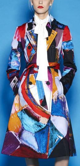 Abstract Print Trench Coat in Multicolor - DESIGNER INSPIRED FASHIONS