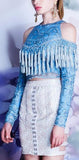 'Stella Symphony' Tassel Top in Blue - DESIGNER INSPIRED FASHIONS