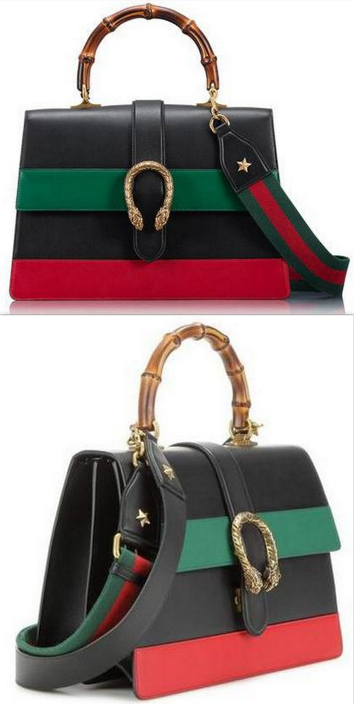 Dionysus Striped Nera Verde Rossa Leather Shoulder Bag - DESIGNER INSPIRED FASHIONS