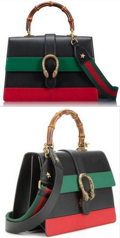 Dionysus Striped Nera Verde Rossa Leather Shoulder Bag - DESIGNER INSPIRED FASHIONS