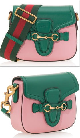 Mini Lady Web Shoulder Bag - ( Green/Pink ) - DESIGNER INSPIRED FASHIONS