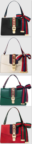 Sylvie Leather Shoulder Bag - (Black, White, Green, Red) - DESIGNER INSPIRED FASHIONS