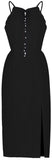 Silver Ball Button-Embellished Sleeveless Midi Dress, Black or White