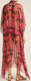 Butterfly Print Chiffon Kaftan Dress