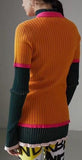 Two-Tone Knit Polo Shirt - Red or Orange | DESIGNER INSPIRED FASHIONS