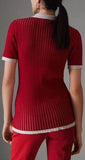 Two-Tone Knit Polo Shirt - Red or Orange | DESIGNER INSPIRED FASHIONS