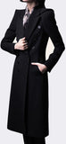 Black Military Double-Breasted Long Wool Coat - DESIGNER INSPIRED FASHIONS