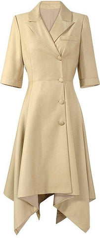 Asymmetrical Half-Sleeve Midi Dress