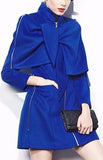 Changeable Bow/Cape Zip Embellished Wool Coat in Blue or Red - DESIGNER INSPIRED FASHIONS