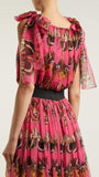 Butterfly Print Chiffon Top and Skirt Set