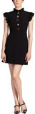 Black Jewel-button Ruffle-Trim Mini Dress