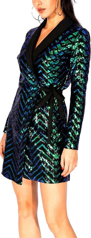 Sequin-Embellished Wrap Dress