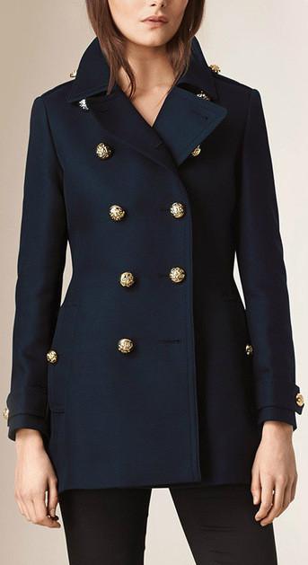 Back Pleat Military Coat in Black - DESIGNER INSPIRED FASHIONS