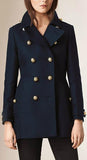 Back Pleat Military Coat in Black - DESIGNER INSPIRED FASHIONS