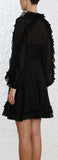 Cascade Wrap Dress, Black