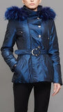 Fur-Hooded Metallic Down Jacket