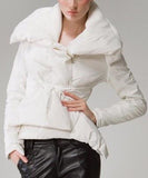 Large Collar Puffer Down Jacket in White - DESIGNER INSPIRED FASHIONS