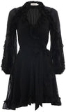 Cascade Wrap Dress, Black