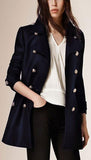Back Pleat Military Coat in Black - DESIGNER INSPIRED FASHIONS