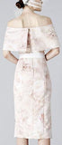 3D Off Shoulder Flowers Crop Top And Flowers Printed Skirt Set - DESIGNER INSPIRED FASHIONS