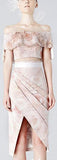 3D Off Shoulder Flowers Crop Top And Flowers Printed Skirt Set - DESIGNER INSPIRED FASHIONS
