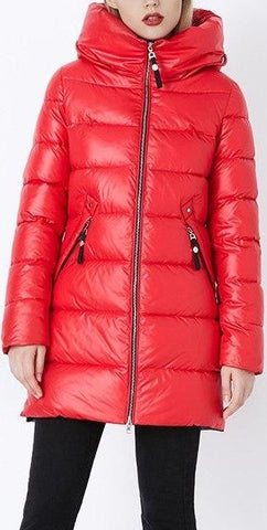 Hooded Puffer Coat, Red