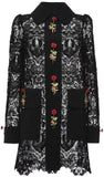 Black Lace Shirt Dress with Rose Brooch Elements - DESIGNER INSPIRED FASHIONS