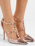 Rockstud Sequined Metallic Leather Pumps