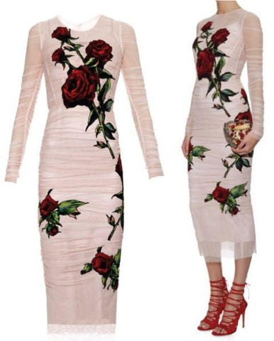 Rose Embroidered Tulle Dress - DESIGNER INSPIRED FASHIONS