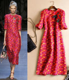 Geometric Fil-Coupe Short Sleeve Sheath Dress - DESIGNER INSPIRED FASHIONS