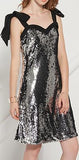 Silver Sequin-Embellished Mini Dress