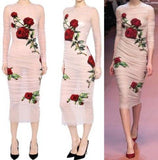 Rose Embroidered Tulle Dress - DESIGNER INSPIRED FASHIONS