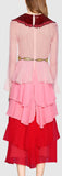 Embroidered Sequined Layered Long Silk Dress - DESIGNER INSPIRED FASHIONS