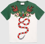 Snake Embroidered Cotton T-Shirt - DESIGNER INSPIRED FASHIONS