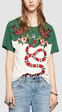 Snake Embroidered Cotton T-Shirt - DESIGNER INSPIRED FASHIONS