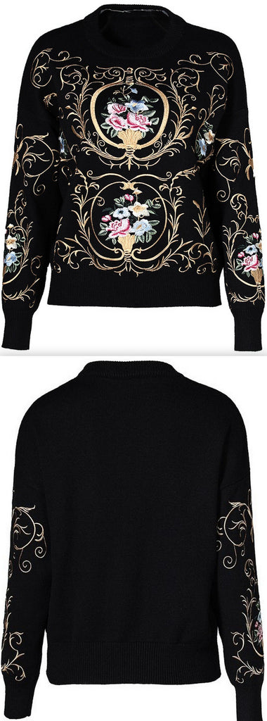 Embroidered Knit Sweater